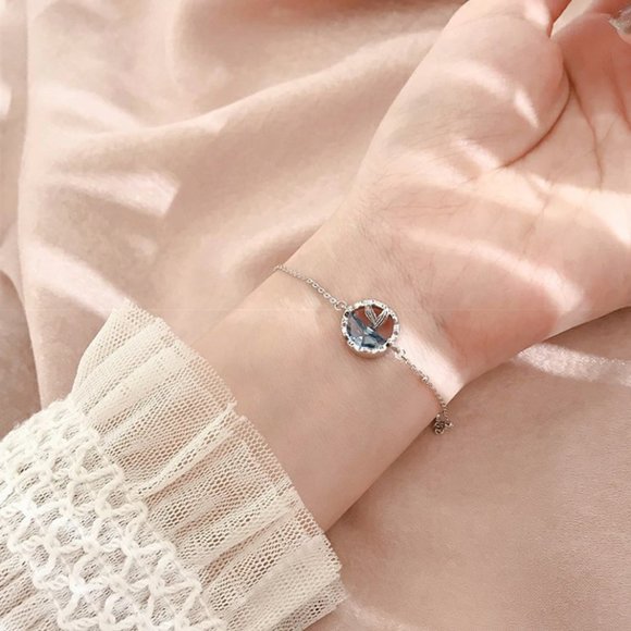 925 Sterling Silver Blue Zircon Mermaid Bracelet - Picture 5 of 15